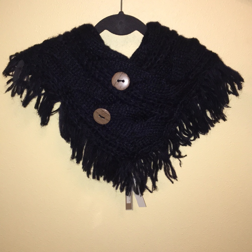 Navy Blue Neck Wrap with Brown Buttons